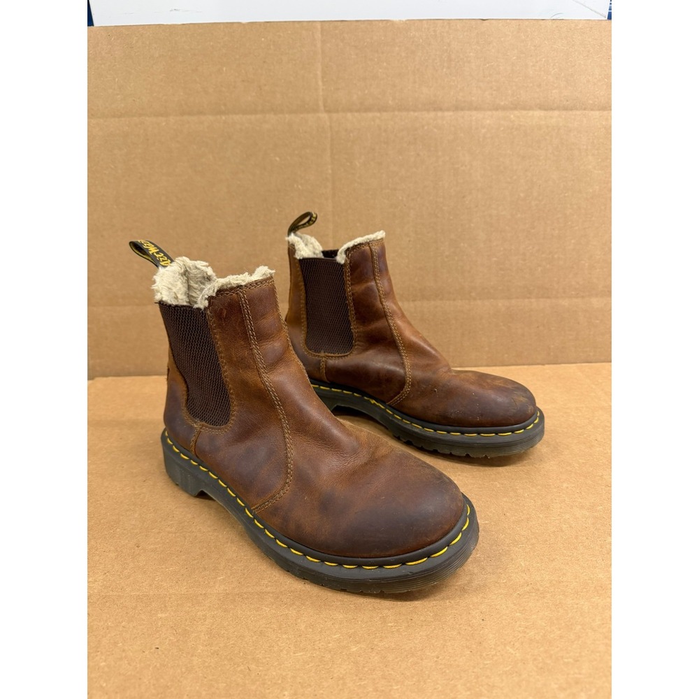 Dr. Martens 2976 Leonore Faux Fur Lined Chelsea Boots Brown Womens Size 8 US